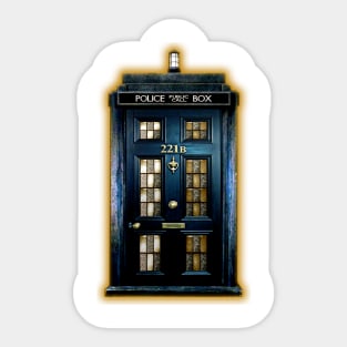 Blue Phone Box with 221b number Sticker